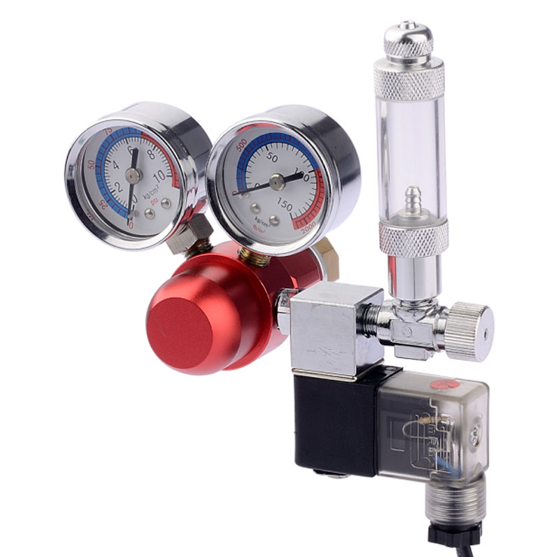 ST-04 Akvaryum CO2 Regülatörü, Çift Basınç Göstergeli ve Tek Kabarcık Sayacı ile